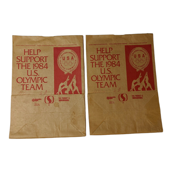 Vintage 1984 USA Olympic Team Safeway Grocery Store Large Brown Paper Bag Lot 2 - Picture 8 of 8
